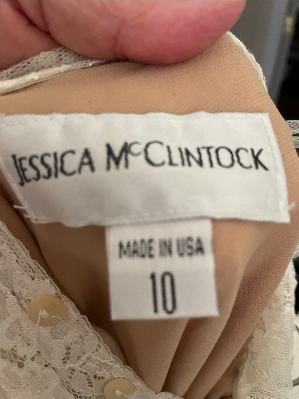 Jessica McClintock Delicate Lace High-Neck lace dress - Picture 6 of 6